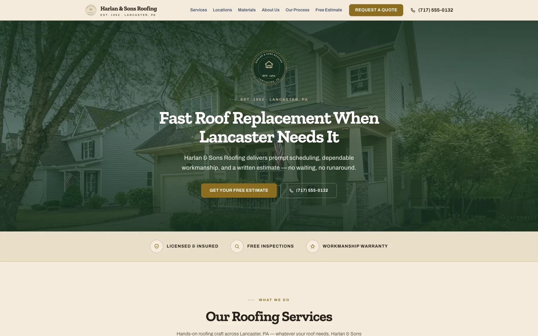 The Heritage design, shown on Harlan & Sons Roofing, Lancaster, PA