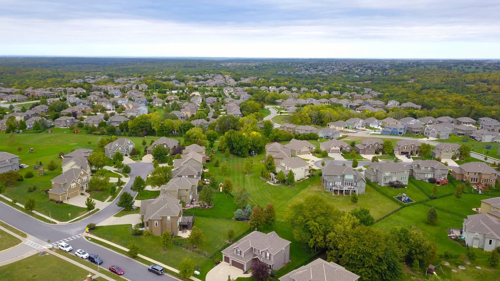 Aerial view of a residential roof