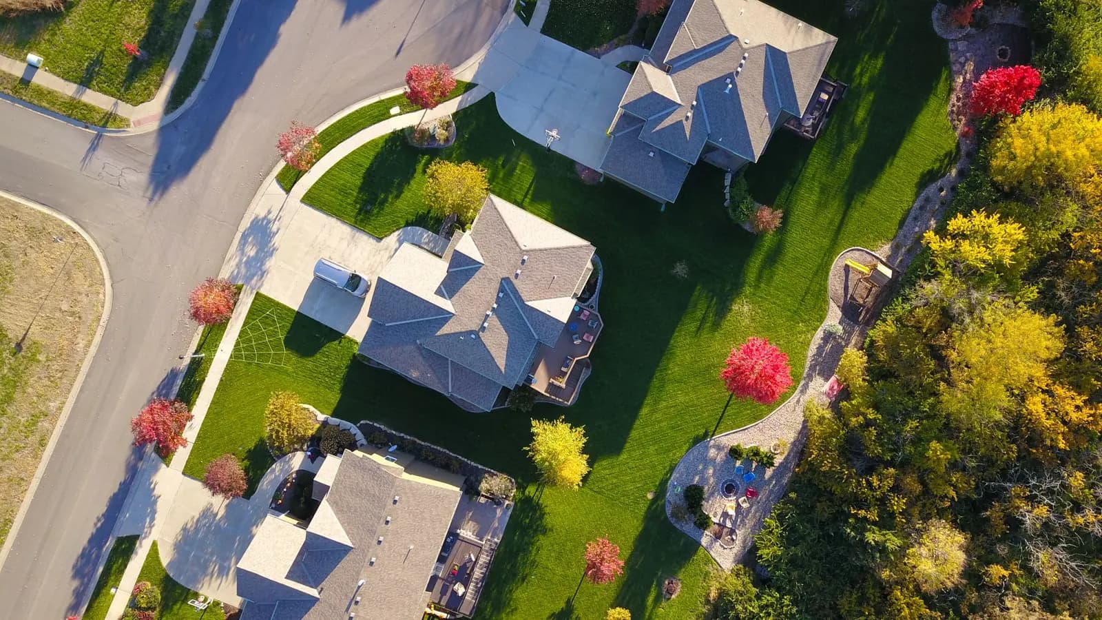Aerial view of a residential roof